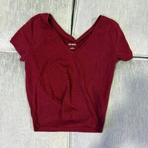 M, Burgundy, Cropped tee